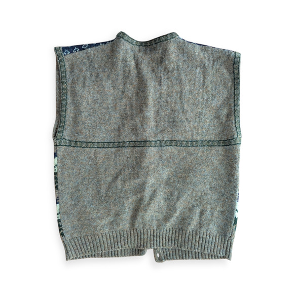 70s Villager Shetland Wool Button Down Floral Sweater Vest L - Picture 4 of 6